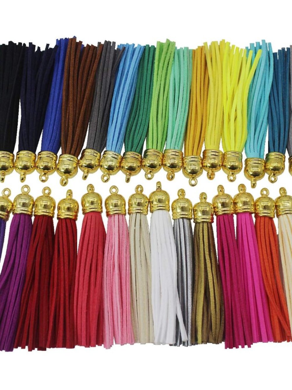 30pcs Assorted Faux Leather Tassel Charms with Silver Caps